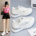 Summer New Women's Mesh Breathable White Sneakers Korean Style Thick Sole Heightening Sports Casual Dad Shoes - Image 4