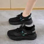 Women's Summer Breathable Hollow Mesh Shoes Korean Style Thick Sole Fly Knit Casual Sneakers - Image 4