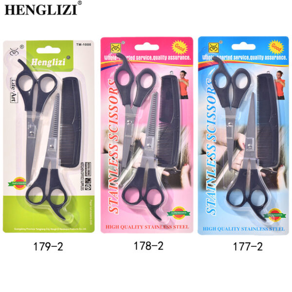 Stainless Steel Hair Cutting Scissors 3-Piece Set with Comb