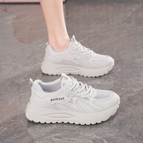 2025 Summer Women's Breathable Mesh Sports Shoes Korean Thick Sole Casual Soft Sole Dad Shoes