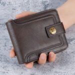 2026 Retro Men's Short Wallet with Zipper, Multi-function Card Holder, Three-fold Buckle Coin Purse