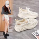 Women's Breathable Hollow Mesh Sneakers - Korean Style Thick Sole Casual Running Shoes - Image 4