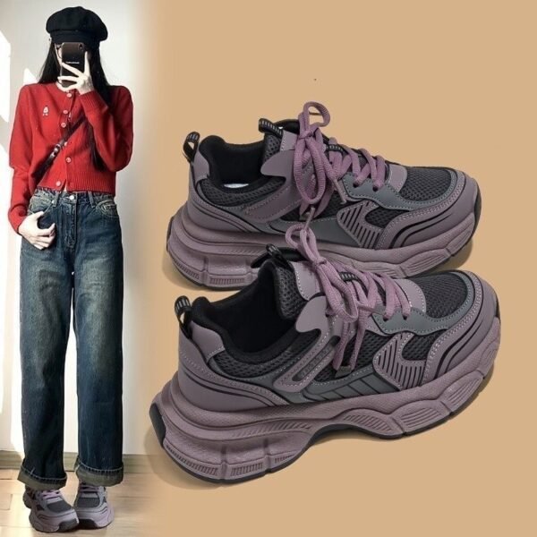 Dad Sneakers Women 2026 Autumn New Korean Style Versatile Student Thick Sole Soft Sole Sports Casual Running Shoes