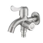 Side Open One In Two Out Stainless Steel Washing Machine Faucet