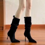 Height-Increasing Pointed-Toe Thin-Heel Long Boots with Buckle, Stacked Boots, 2025 Autumn/Winter - Image 3