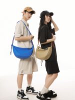 Hong Kong Couple Crossbody Bag Solid Color Women's Shoulder Capacity Dumpling - Image 5