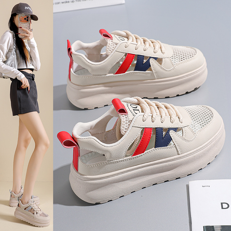 O1CN01loeHRX1arvQMa649t_2217755913384-0-cib.jpg 2026 Summer Women's New Breathable Hollow Dad Shoes Casual Lace-up Platform Sneakers - Image 1