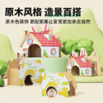 Hamster Hideout Wooden House for Winter and All Seasons, Decorative Toy for Dwarf Hamsters and Syrian Hamsters - Image 2