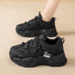 Korean Style Chunky Sneakers for Women 2025 Spring Student Casual Thick Sole Height Increasing Shoes