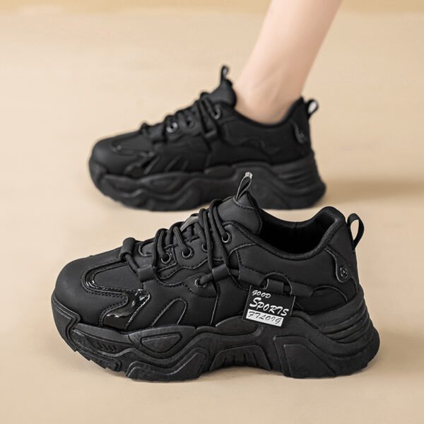 Korean Style Chunky Sneakers for Women 2025 Spring Student Casual Thick Sole Height Increasing Shoes