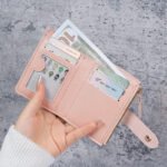 Solid Color Women's Wallet with Buckle and Zipper Coin Pocket, Short Card Holder - Image 2