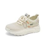Women's Summer Breathable Hollow Mesh Shoes Korean Style Thick Sole Fly Knit Casual Sneakers - Image 5