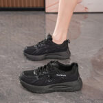 Women's Breathable Mesh Casual Sneakers Thick Sole Comfortable Lace-up Walking Shoes - Image 2