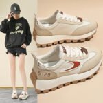 Korean Style Agassi Shoes Women's Casual Sneakers 2024 Autumn New Student Running Sports Shoes Thick Sole Height Increasing Dad Shoes