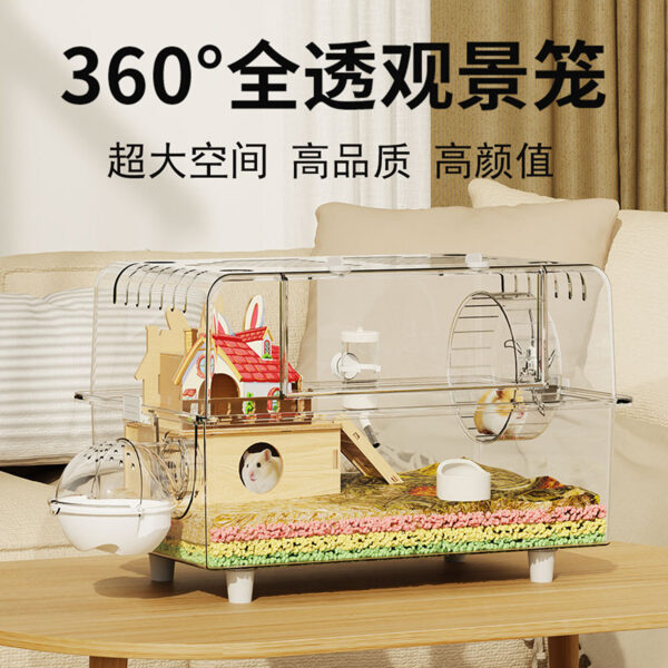 Hamster Cage Luxury Villa Acrylic Transparent Habitat for Golden Bear