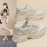 2025 Spring Women's Breathable Mesh Casual Sneakers Korean Thick Sole Sports Shoes