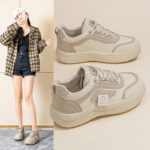 2025 Spring Women's Casual Sneakers Breathable Lightweight Thick Sole Lace-up Shoes - Image 3