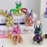 Custom Cartoon Rabbit/Bear Plush Keychain with PU Strap and Electroplated ABS - Image 2