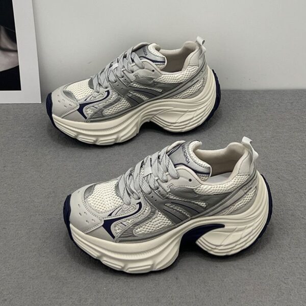 Women's Chunky Sneakers 2026 Spring Summer New Thick Sole Height Increasing Breathable Mesh Casual Shoes