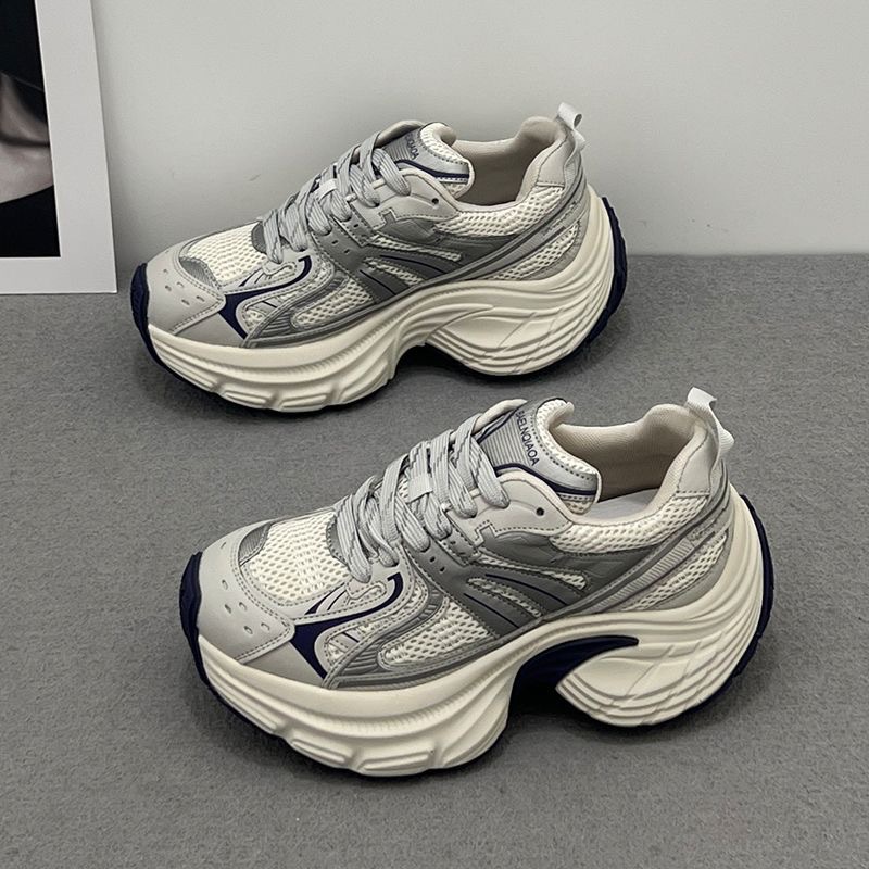 O1CN01sGGbKm1arvQFotTmH_2217755913384-0-cib.jpg Women's Chunky Sneakers 2026 Spring Summer New Thick Sole Height Increasing Breathable Mesh Casual Shoes - Image 1