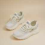 Women's Summer Breathable Hollow Mesh Shoes Korean Style Thick Sole Fly Knit Casual Sneakers - Image 2