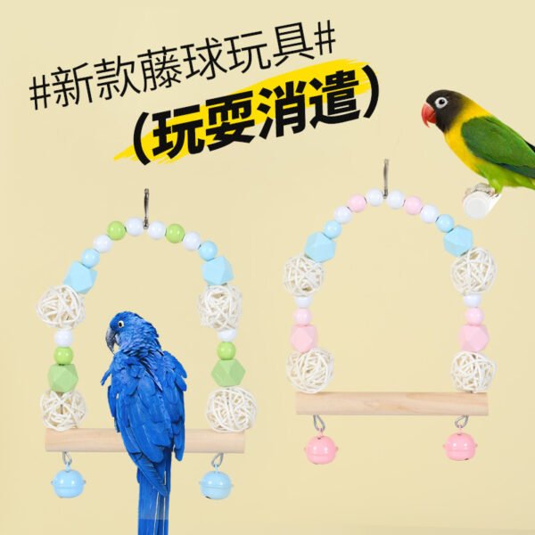 Parrot Cage Accessories Decorative Parrot Swing Toy for Budgies Cockatiels Lovebirds Tiger Parrots Rattan Ball Toy Training Swing