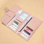 Women's Long Wallet Tri-fold Flap Korean Style Fresh Student Coin Pocket Multifunctional Buckle Leather Purse - Image 2