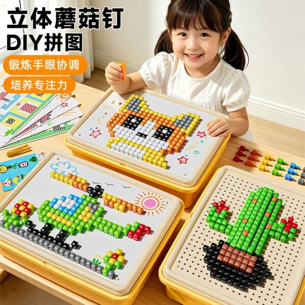 3D Mushroom Peg Puzzle DIY Toy for Kids