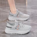 Women's Summer Breathable Hollow Mesh Sneakers Korean Style Thick Sole Sports Casual Shoes