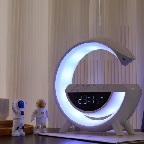 Wireless Charging Bluetooth Speaker with Alarm Clock, Ambient Light, Night Light, Birthday Gift for Men