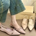 Patent Leather Bow Flat Shoes Women's Hollow Cutout Backless Sandals Pointed Toe - Image 2