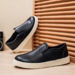 Men's Casual Slip-On Shoes Breathable PU Leather Sneakers for Spring Summer