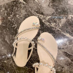 Korean Style Flat Sandals with Rhinestones for Women - Image 3