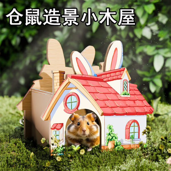 Hamster Hideout Wooden House for Winter and All Seasons, Decorative Toy for Dwarf Hamsters and Syrian Hamsters
