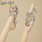 2024 Fashionable Elegant Fairy Style Korean Sandals Low Heel Shallow Mouth Street Style High Appearance Fashion Sandals