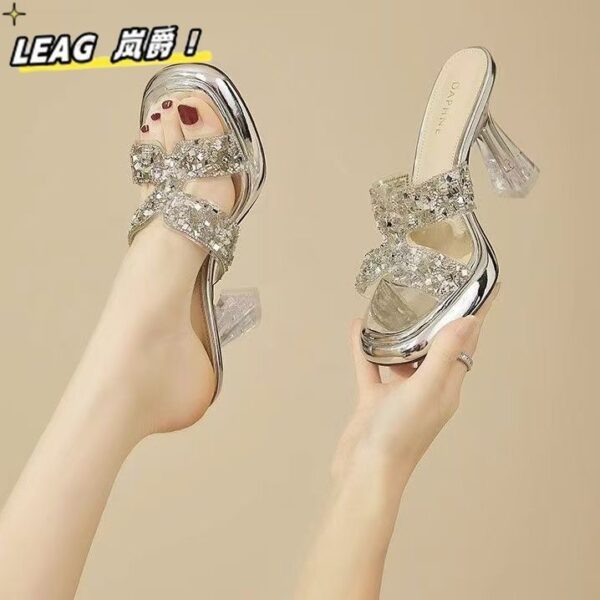 2024 Fashionable Elegant Fairy Style Korean Sandals Low Heel Shallow Mouth Street Style High Appearance Fashion Sandals