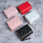 New Style Women's Short Wallet Simple Embroidery Love PU Coin Purse Multi-card Slot Small Wallet Card Holder