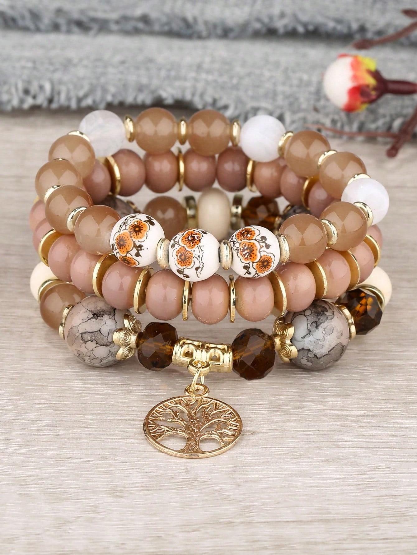 SKN473-01 Brown Beaded Bracelet ZT4059 - Image 1