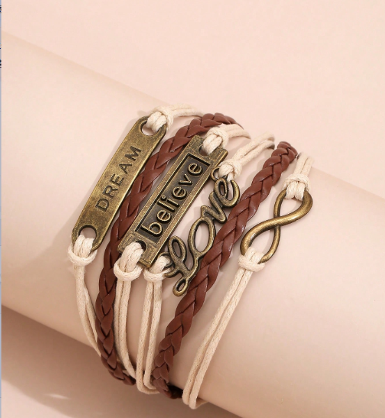 Multilayer Handwoven Cord Bracelet Set AB369-1