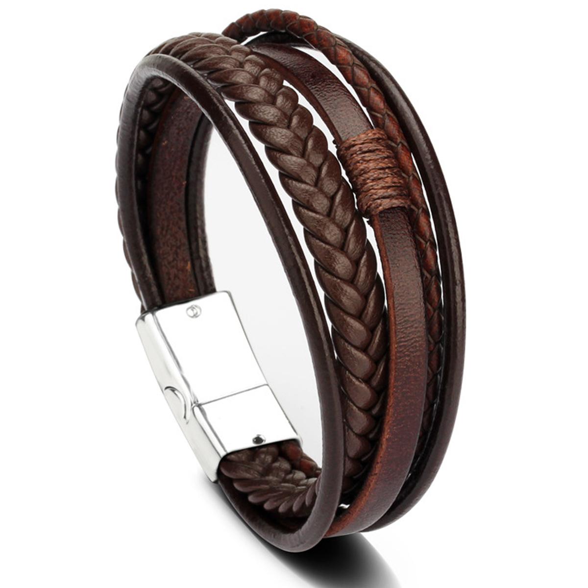 SKN508-01 Brown PU Leather Bracelet 80508547 - Image 1