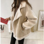 Women's Suede Motorcycle Jacket with Faux Fur - Image 2