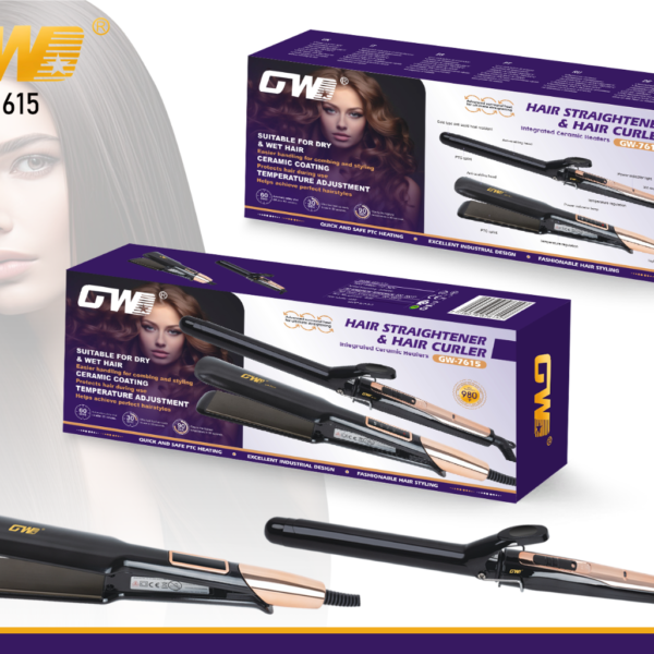 Flat Iron + Hair Curler – GW-7615