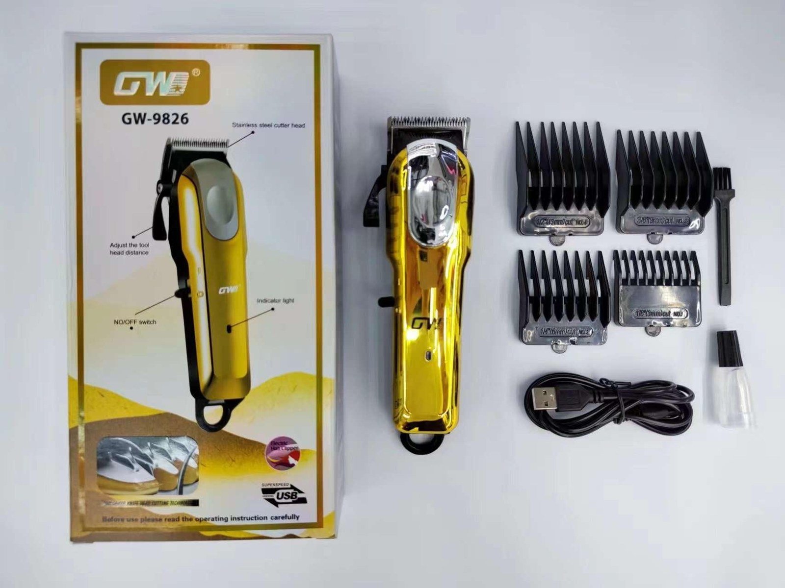 GW-9826-USB-R083.jpg Hair Clipper – GW-9826-USB-R083 - Image 1