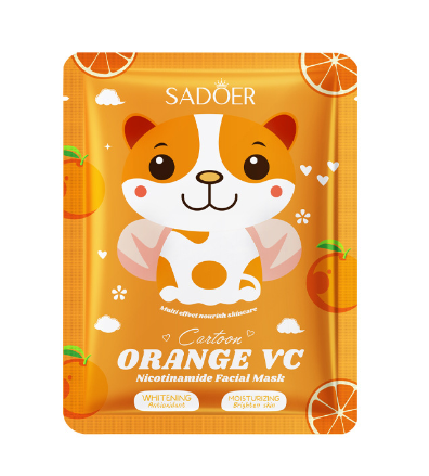 HB2037-sadoer-orange-vc-niacinamide-whitening-cartoon-facial-mask.png SADOER Orange VC Niacinamide Whitening Cartoon Facial Mask - Image 1