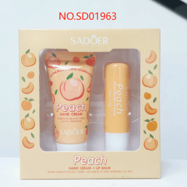 SADOER Peach Nourishing Hand Cream + Lipstick Set