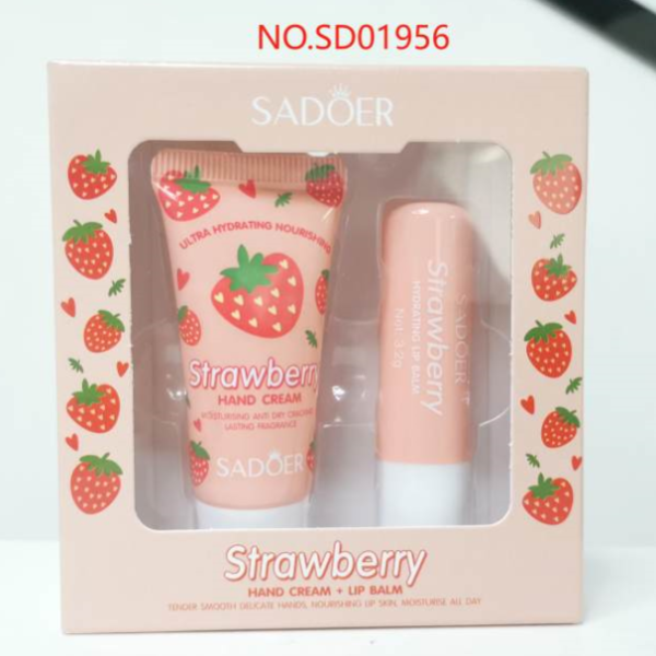 SADOER Strawberry Nourishing Hand Cream + Lipstick Set