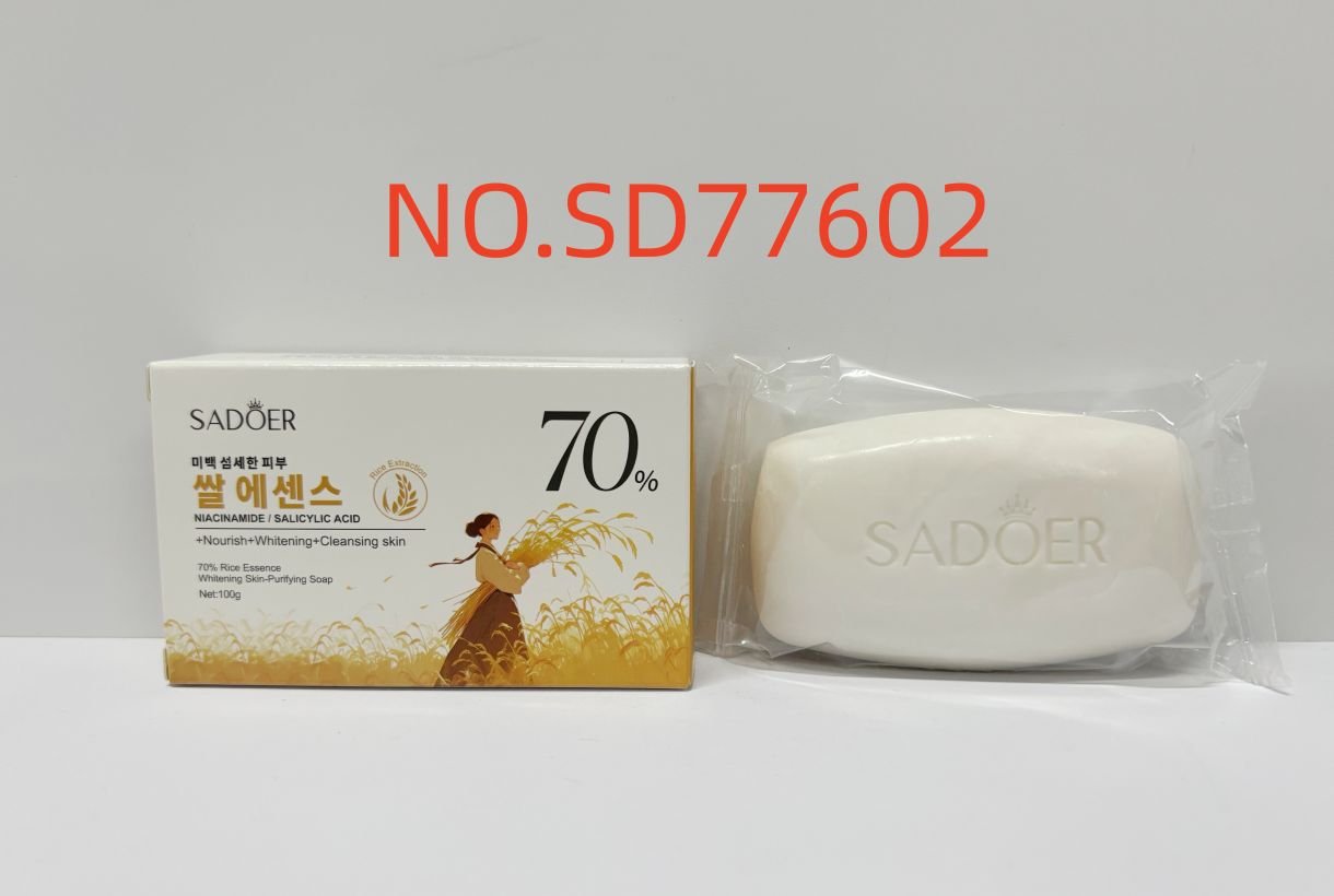 HB3960-sadoer-70-rice-essence-whitening-purifying-cleansing-soap-foreign-vers.jpeg SADOER 70% Rice Essence Whitening Purifying Cleansing Soap 100g - Image 1