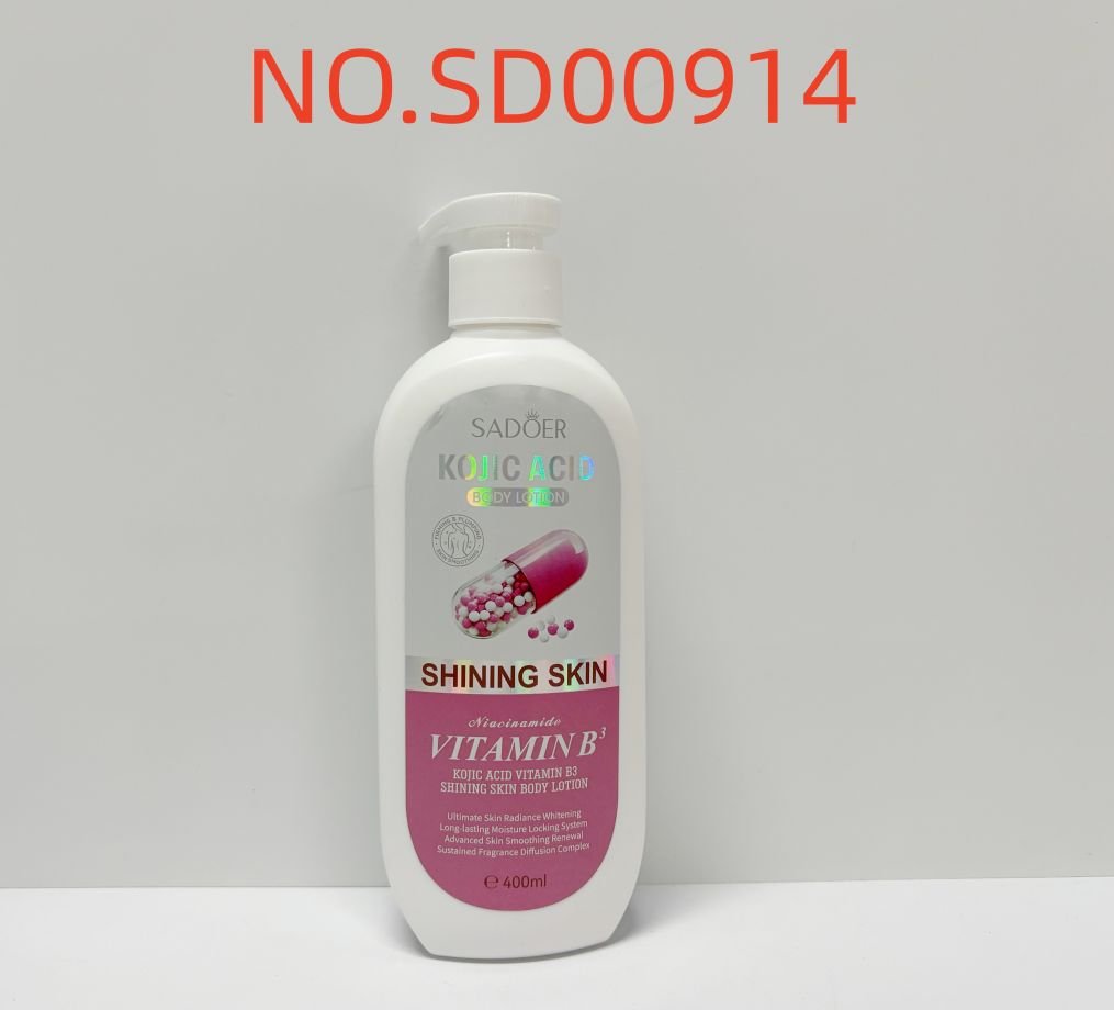 HB3973-sadoer-kojic-acid-vitamin-b3-brightening-body-lotion-foreign-version-4.jpeg SADOER Kojic Acid Vitamin B3 Brightening Body Lotion 400ML - Image 1