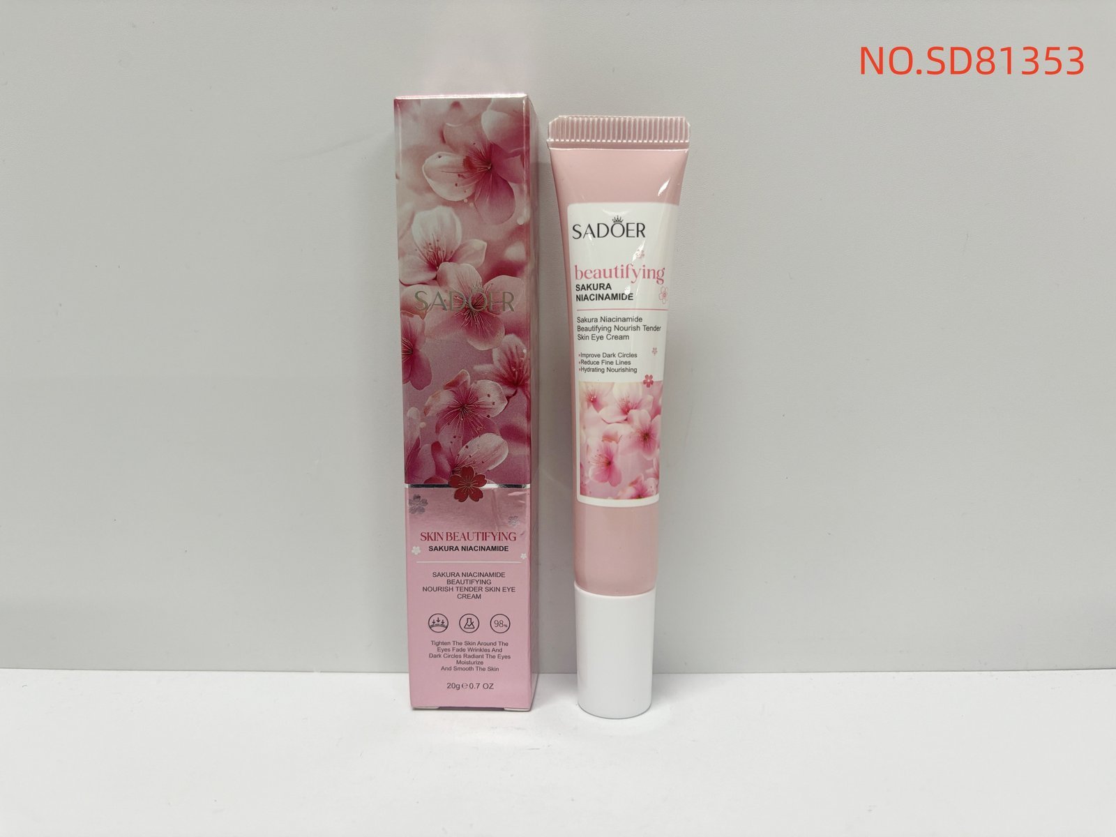 HB4096-sadoer-cherry-blossom-nicotinamide-beautifying-nourishing-eye-cream-fo-1.jpeg SADOER Cherry Blossom Nicotinamide Beautifying Nourishing Eye Cream 20g - Image 1