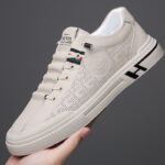 Men's Embossed White Casual Sneakers - Image 4